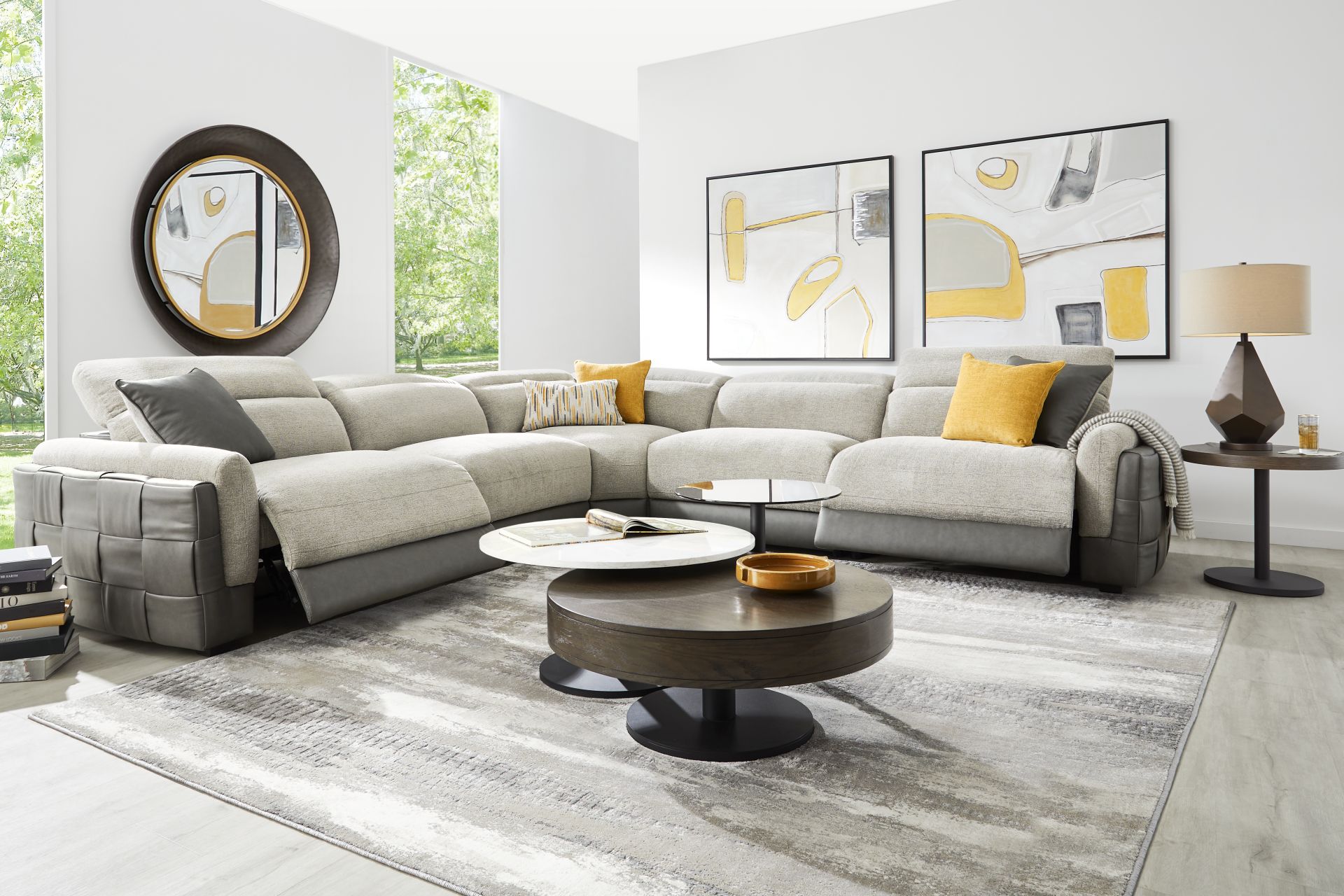 Seneca Falls Gray 5 Pc Dual Power Reclining Sectional - Image 2