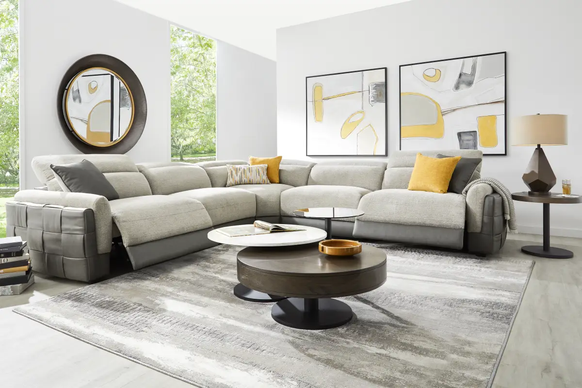 Cindy Crawford Seneca Falls Gray Woven 5 Pc Dual Power Reclining