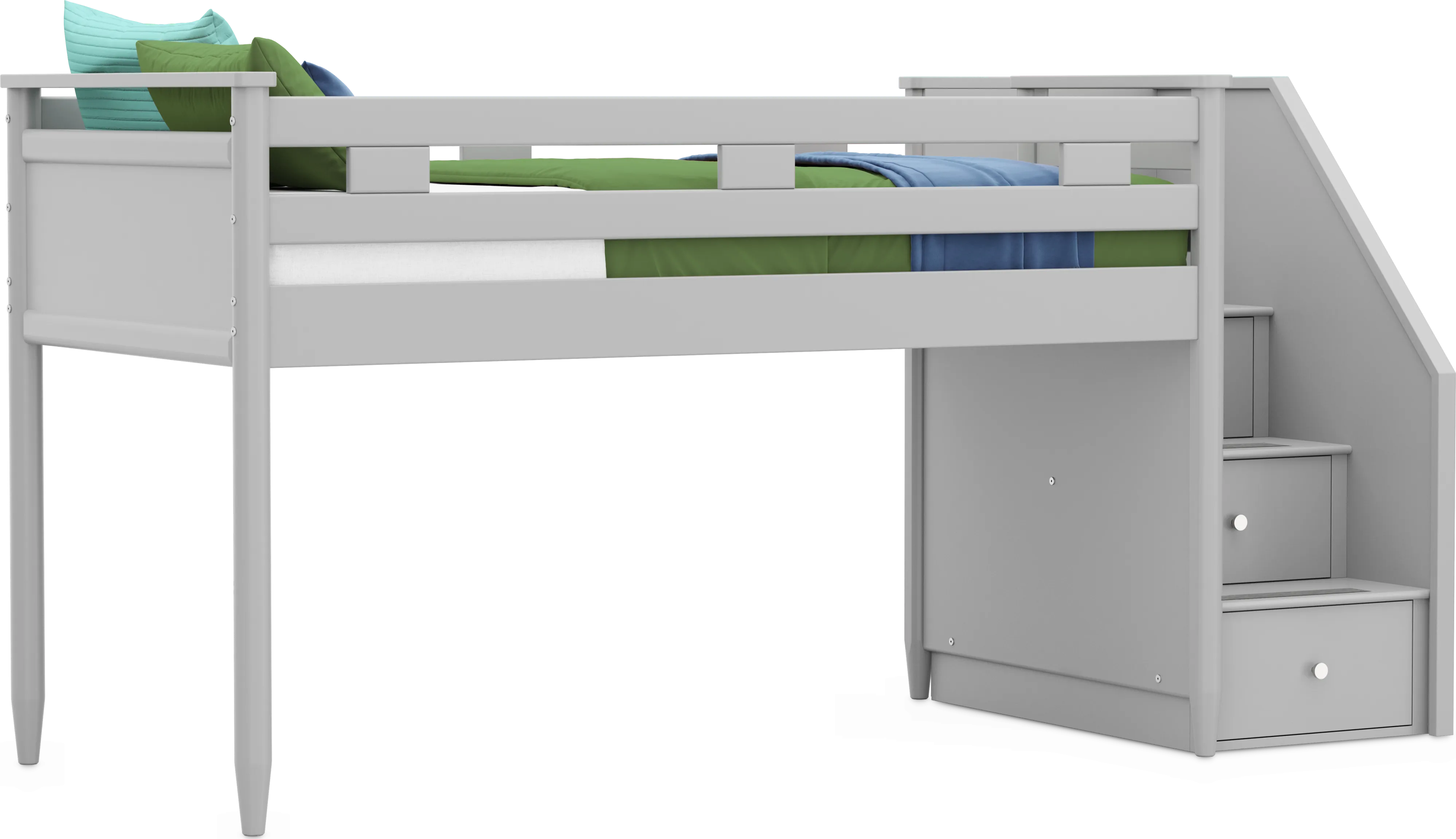 Kids Modern Colors Light Gray Twin Step Loft - Thumbnail - Image 1