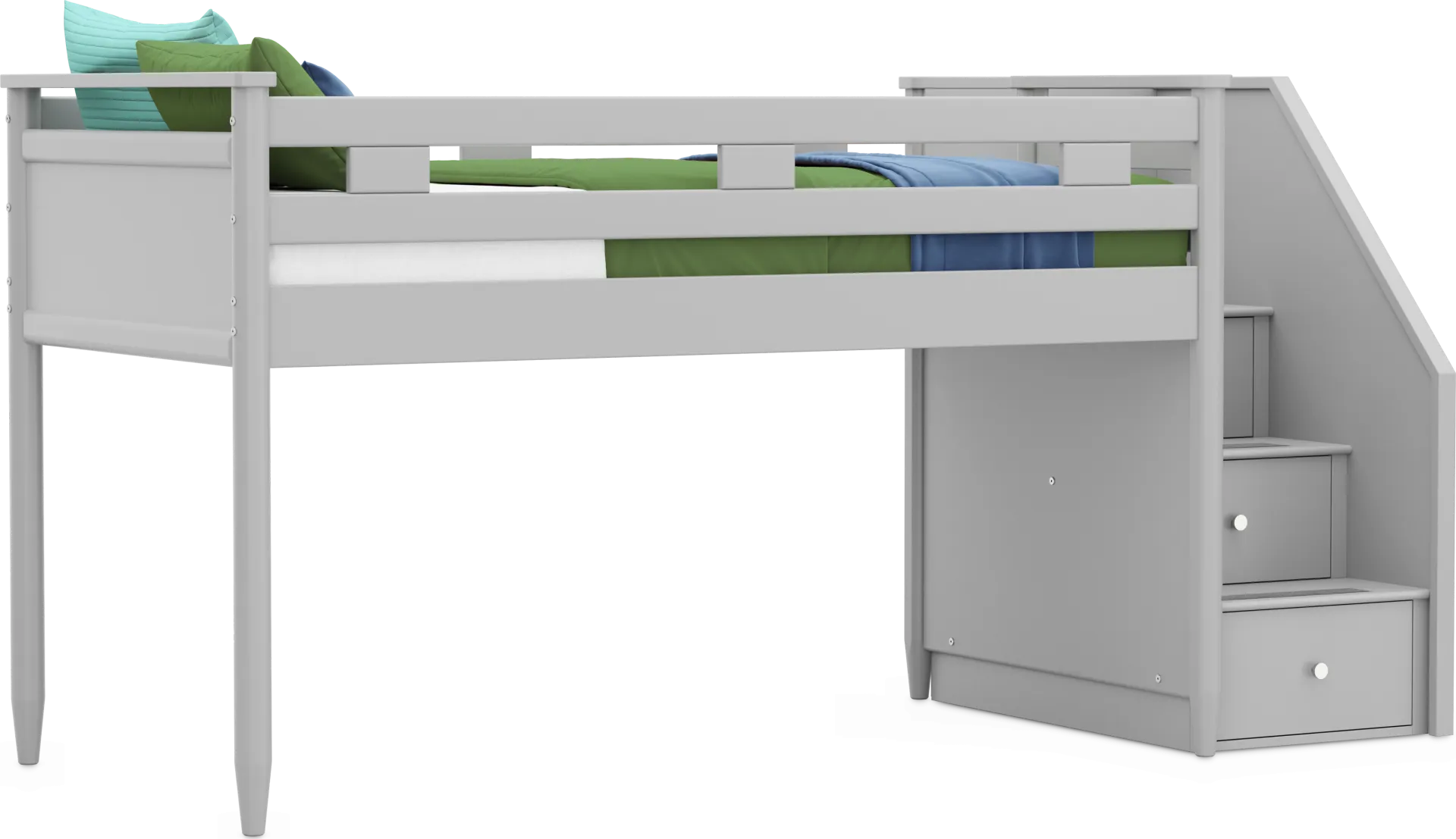 Kids Modern Colors Light Gray Twin Step Loft - Image 2