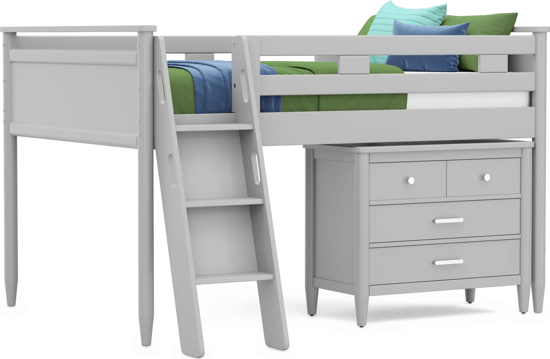 Kids Modern Colors Light Gray Full Loft with Loft Chest - Image 2
