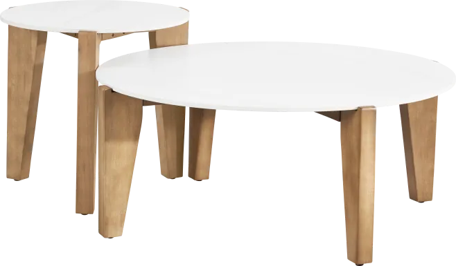 Tessere White Outdoor Nesting Tables, Set of 2