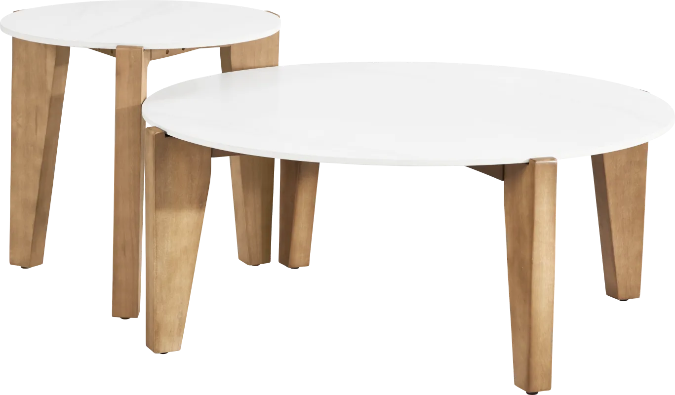 Tessere White Outdoor Nesting Tables, Set of 2