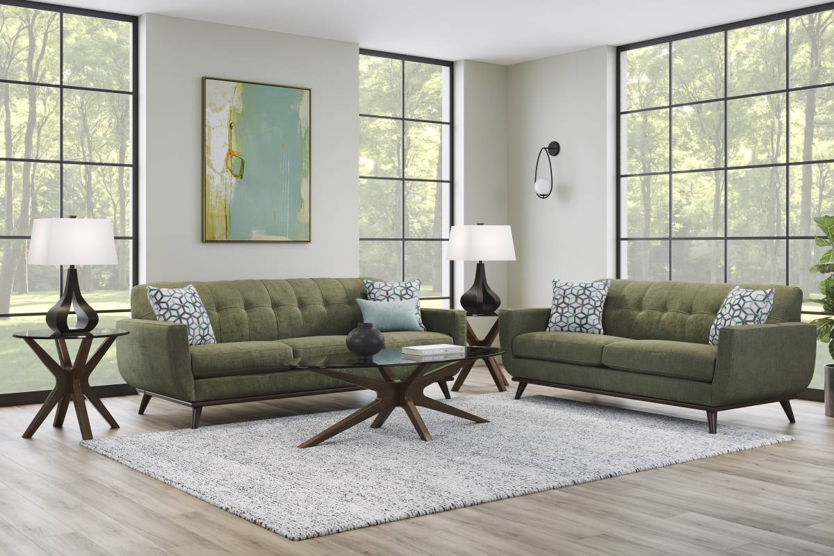 East Side 2 Pc Avocado Green Chenille Fabric Living Room Set With