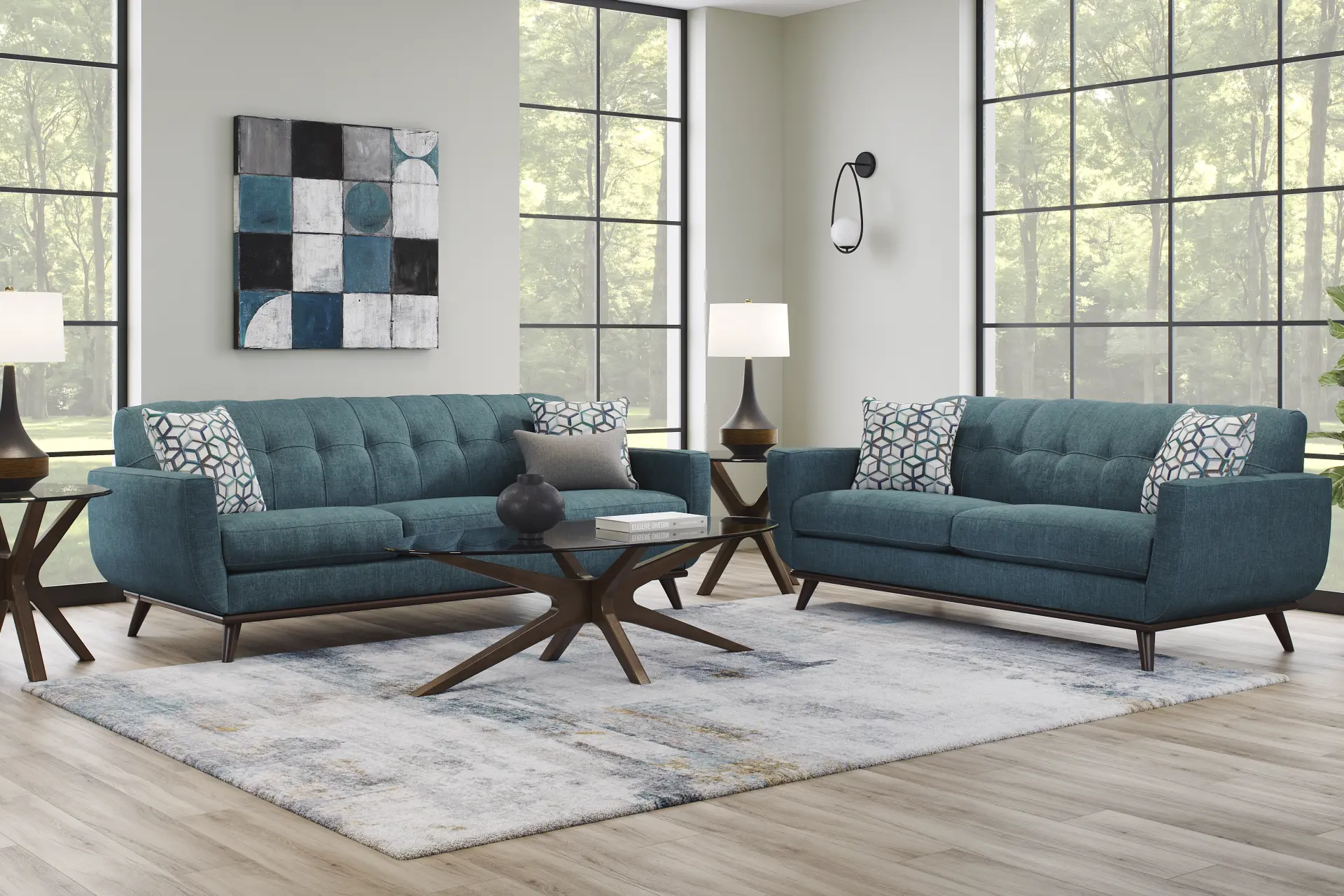 East Side Teal 7 Pc Living Room