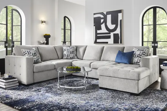 Geneva Gray 3 Pc Sleeper Sectional