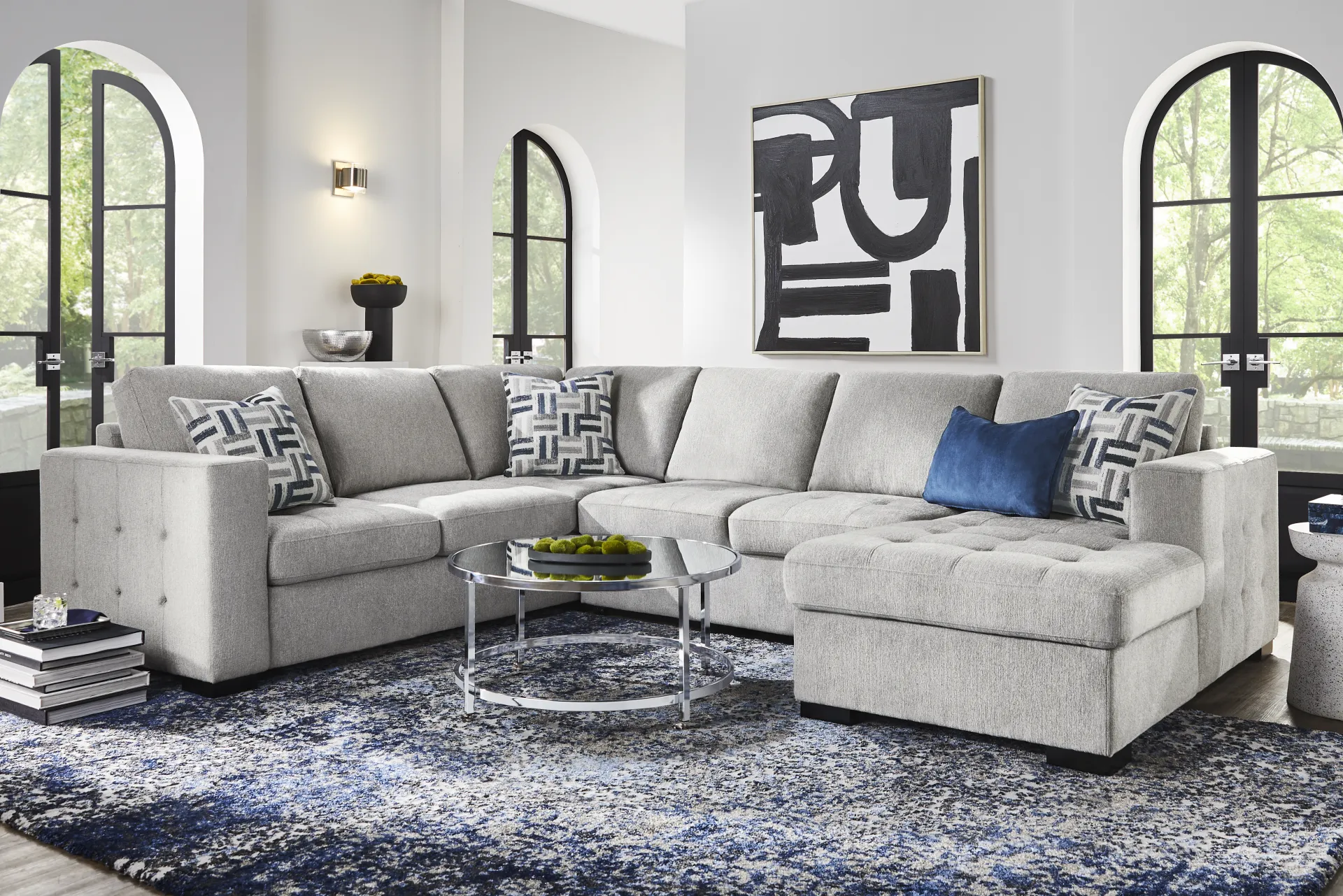 Geneva Gray 3 Pc Sleeper Sectional - Image 1