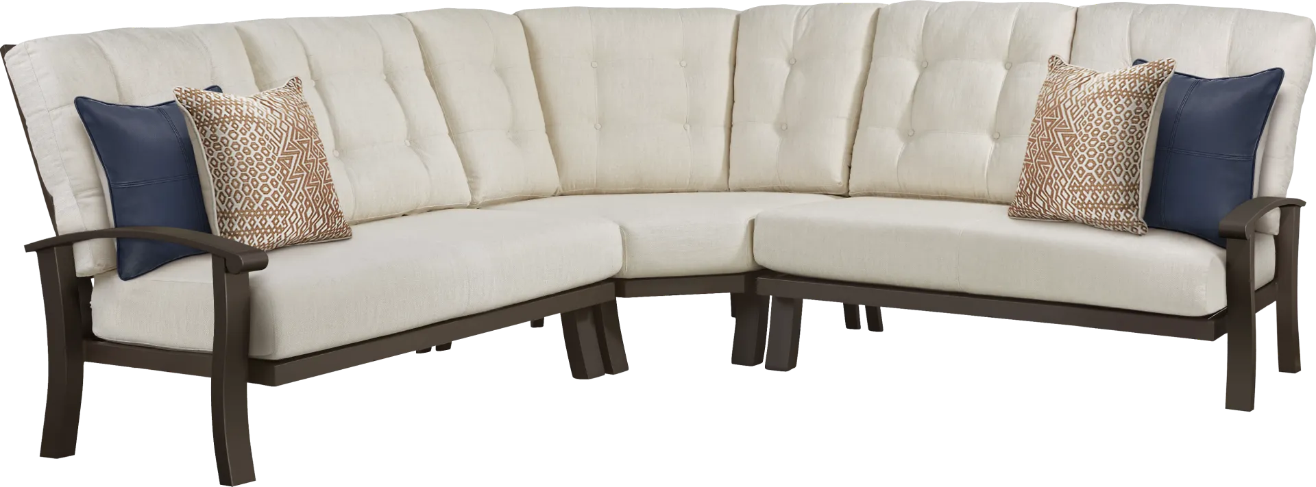 Lake Breeze Aged Bronze 3 Pc Outdoor Sectional with Parchment Cushions - Image 1