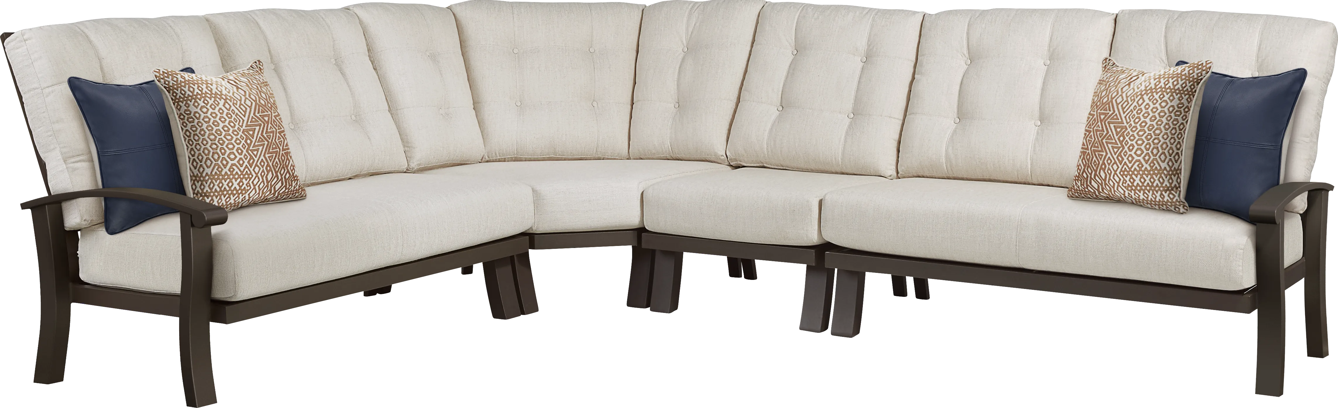 Lake Breeze 4 Pc Outdoor Sectional with Parchment Cushions - Thumbnail - Image 1