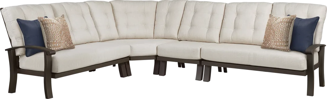 Lake Breeze 4 Pc Outdoor Sectional with Parchment Cushions