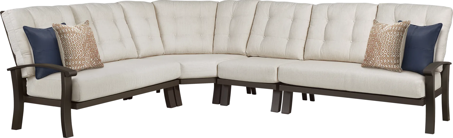 Lake Breeze 4 Pc Outdoor Sectional with Parchment Cushions - Image 1
