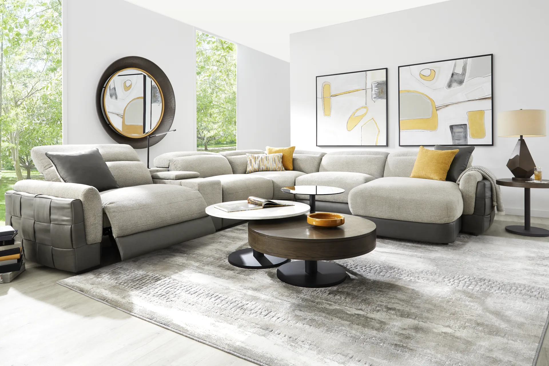 Seneca Falls Gray 6 Pc Dual Power Reclining Sectional - Image 1