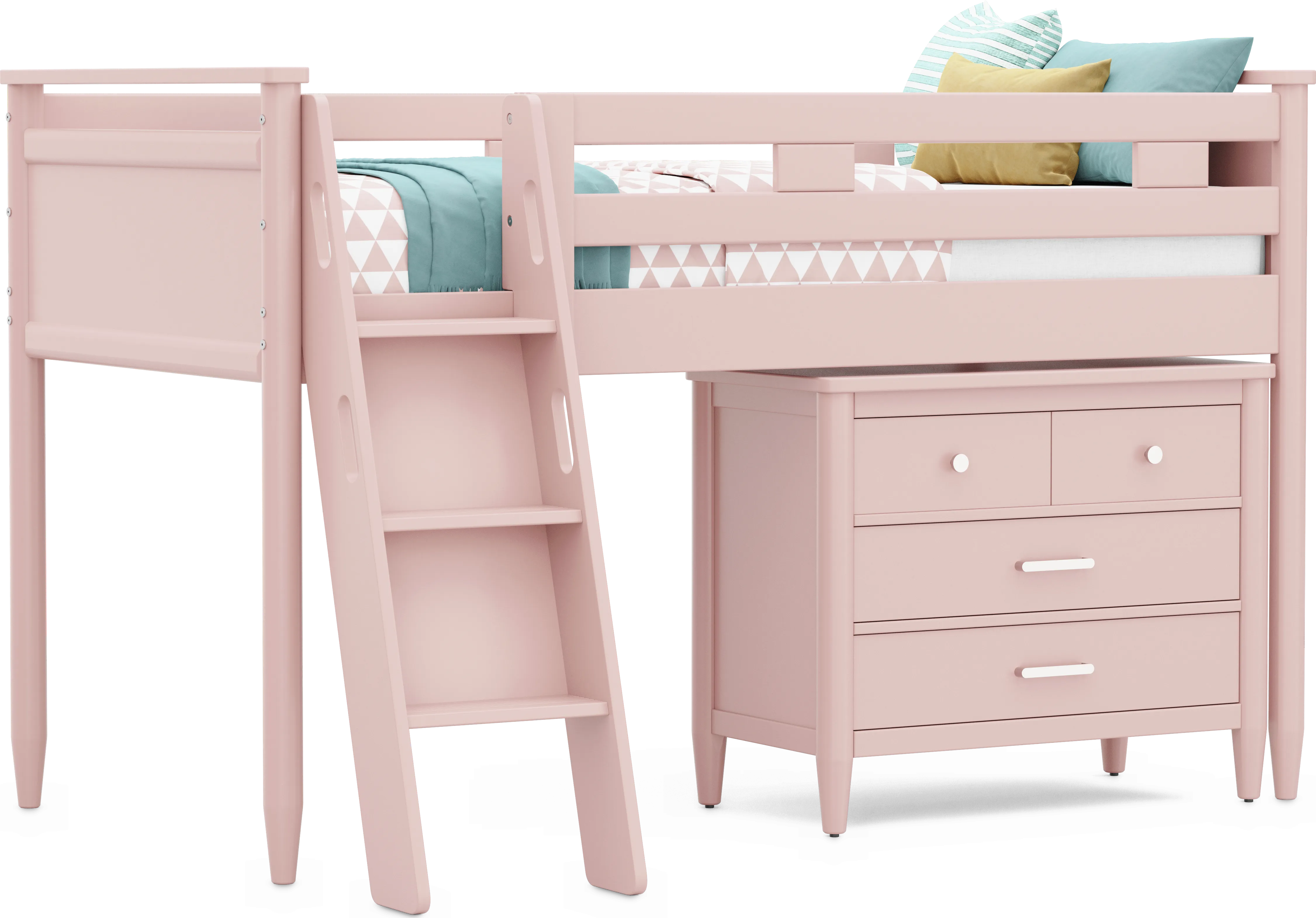 Kids Modern Colors Pink Twin Loft with Loft Chest - Thumbnail - Image 1