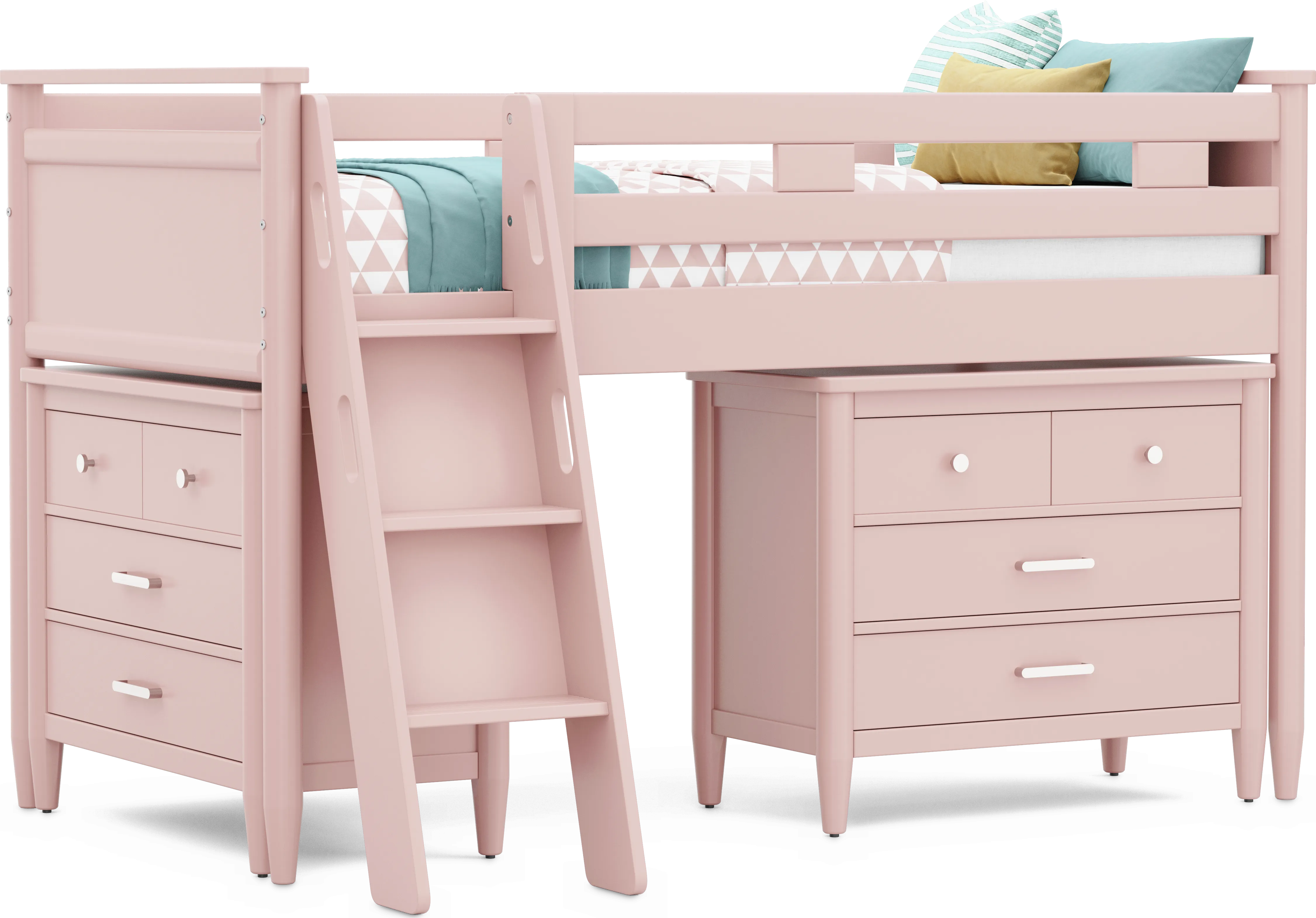 Kids Modern Colors Pink Twin Loft with Loft Chests - Thumbnail - Image 1