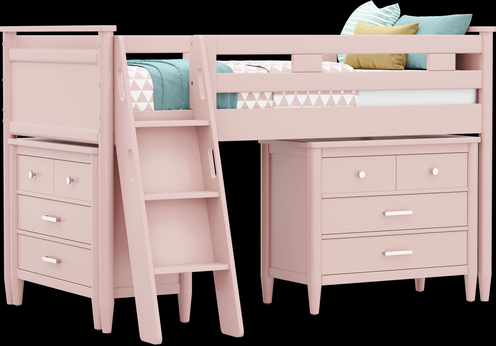 Kids Modern Colors Pink Twin Loft with Loft Chests - Image 1