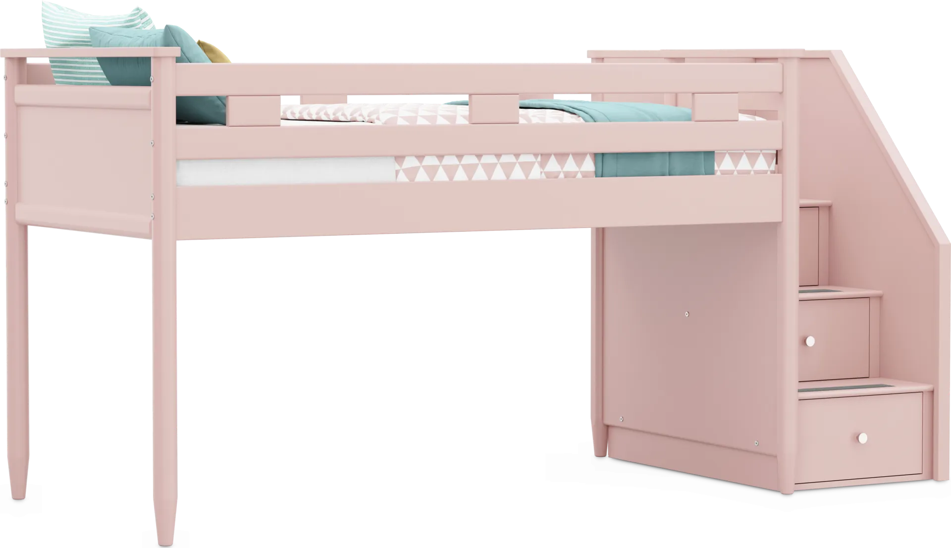 Kids Modern Colors Pink Twin Step Loft - Image 1