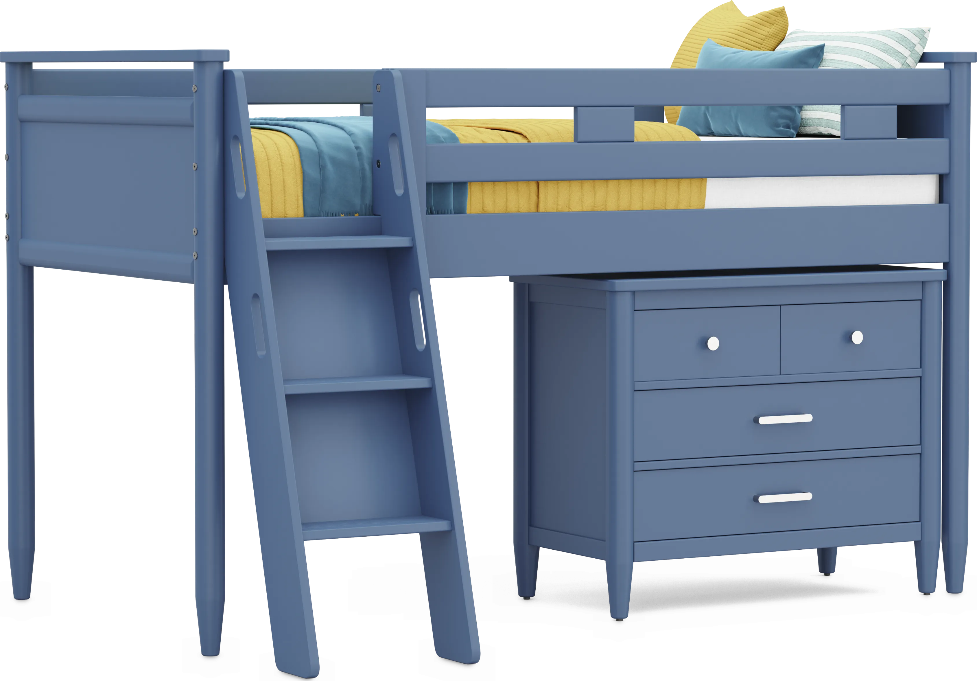 Kids Modern Colors Slate Blue Twin Loft with Loft Chest - Thumbnail - Image 1