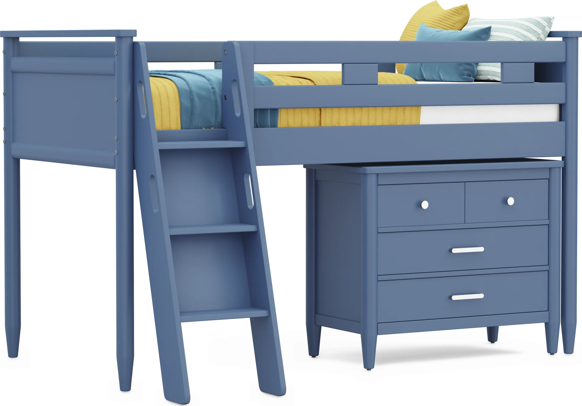 Kids Modern Colors Slate Blue Twin Loft with Loft Chest - Image 1