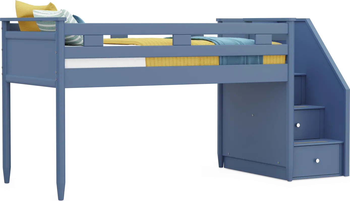 Kids Modern Colors Slate Blue Twin Step Loft