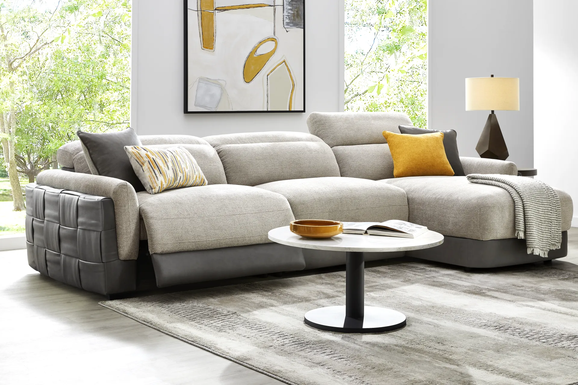 Seneca Falls Gray 3 Pc Dual Power Reclining Sectional - Image 1