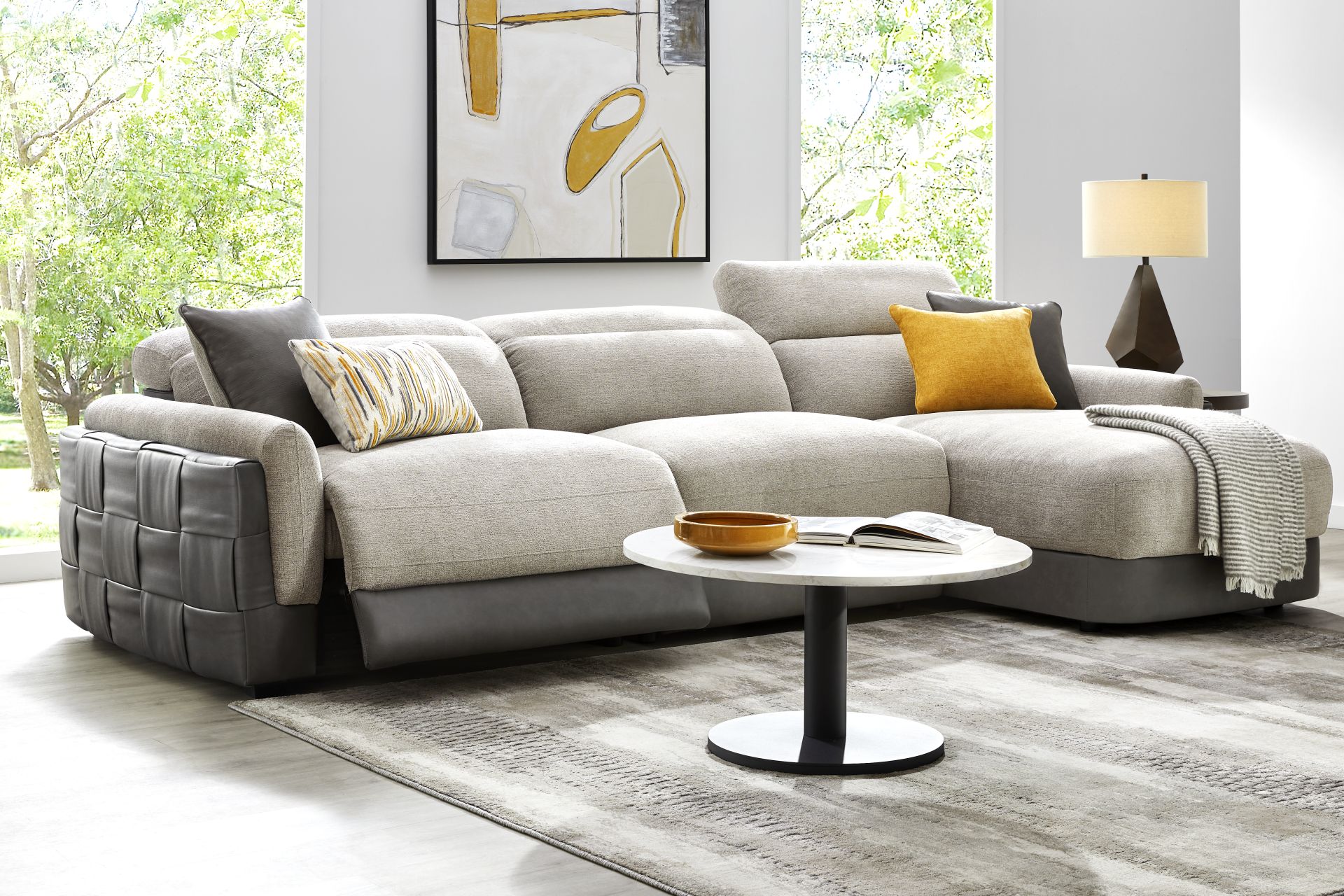 Seneca Falls Gray 3 Pc Dual Power Reclining Sectional - Image 2