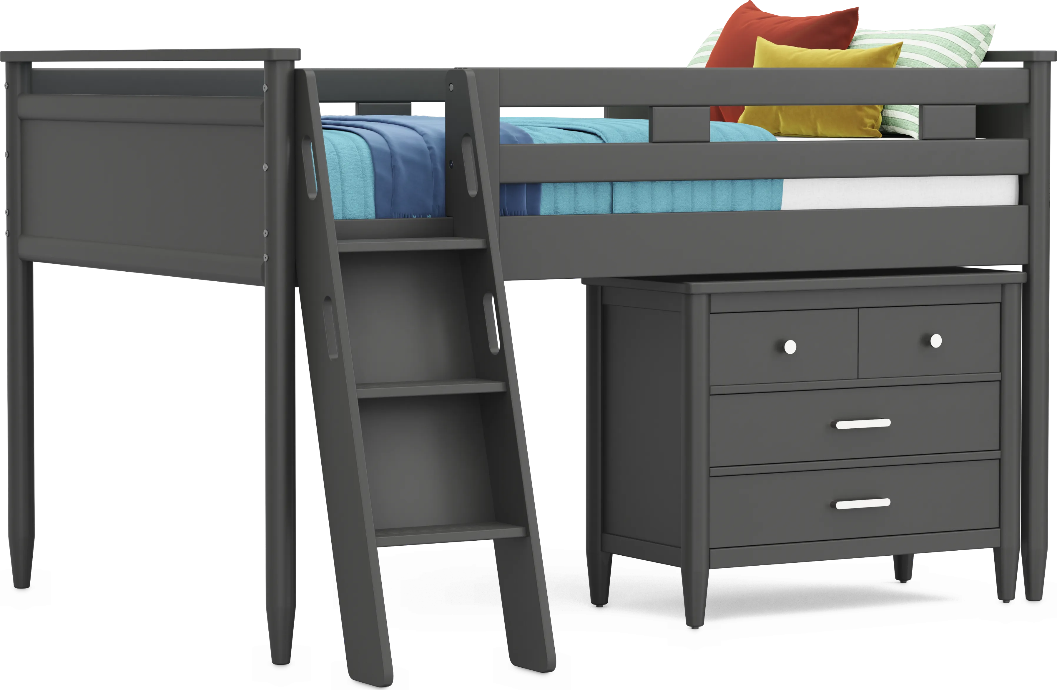 Kids Modern Colors Iron Ore Full Loft with Loft Chest - Thumbnail - Image 1
