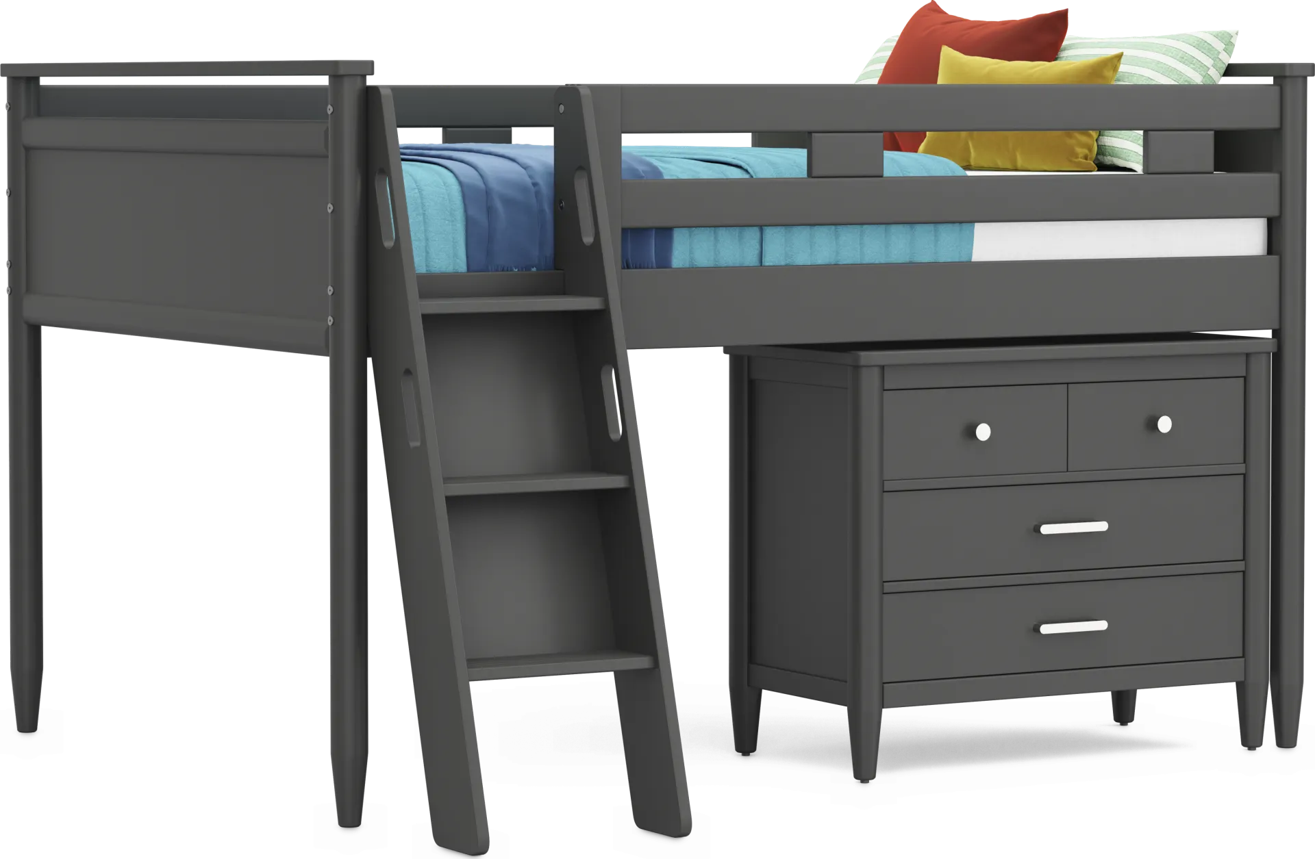 Kids Modern Colors Iron Ore Full Loft with Loft Chest - Image 1