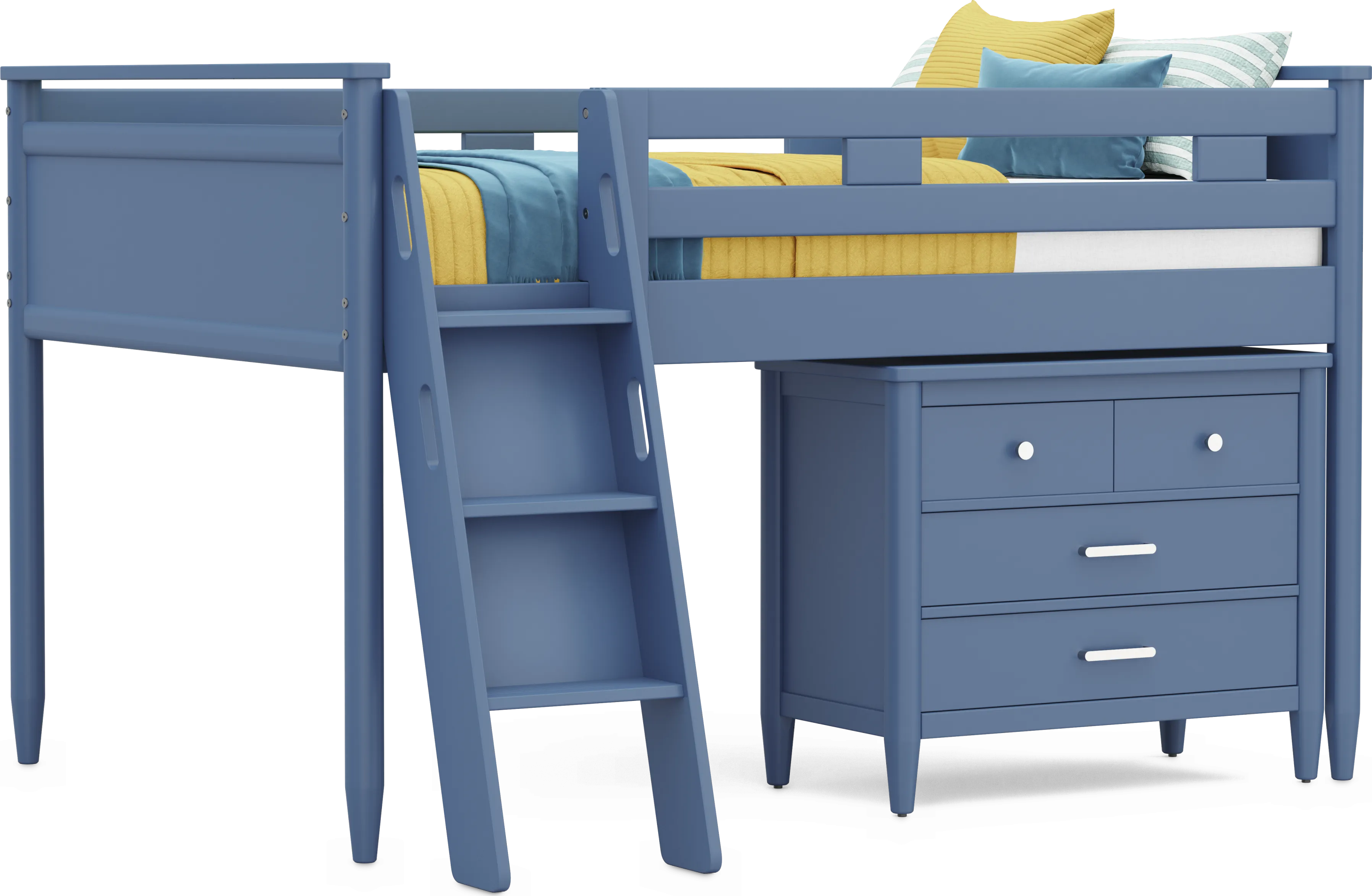 Kids Modern Colors Slate Blue Full Loft with Loft Chest - Thumbnail - Image 1