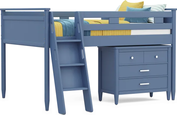 Kids Modern Colors Slate Blue Full Loft with Loft Chest
