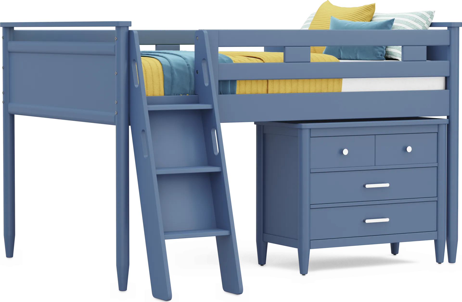 Kids Modern Colors Slate Blue Full Loft with Loft Chest - Image 1
