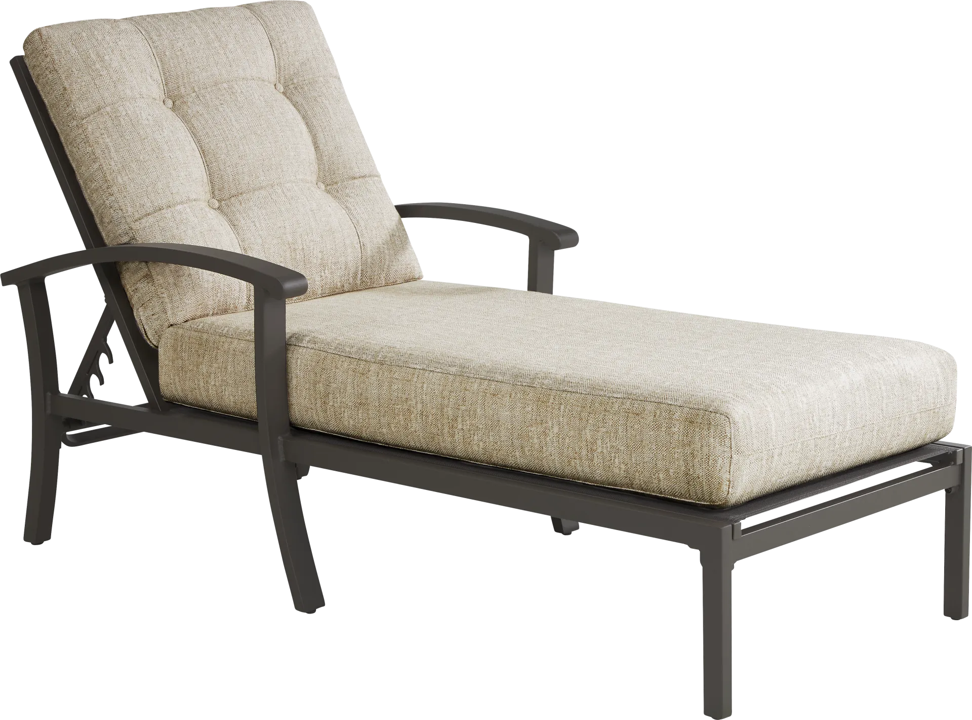 Lake Breeze Aged Bronze Outdoor Chaise with Wren Cushions - Image 1