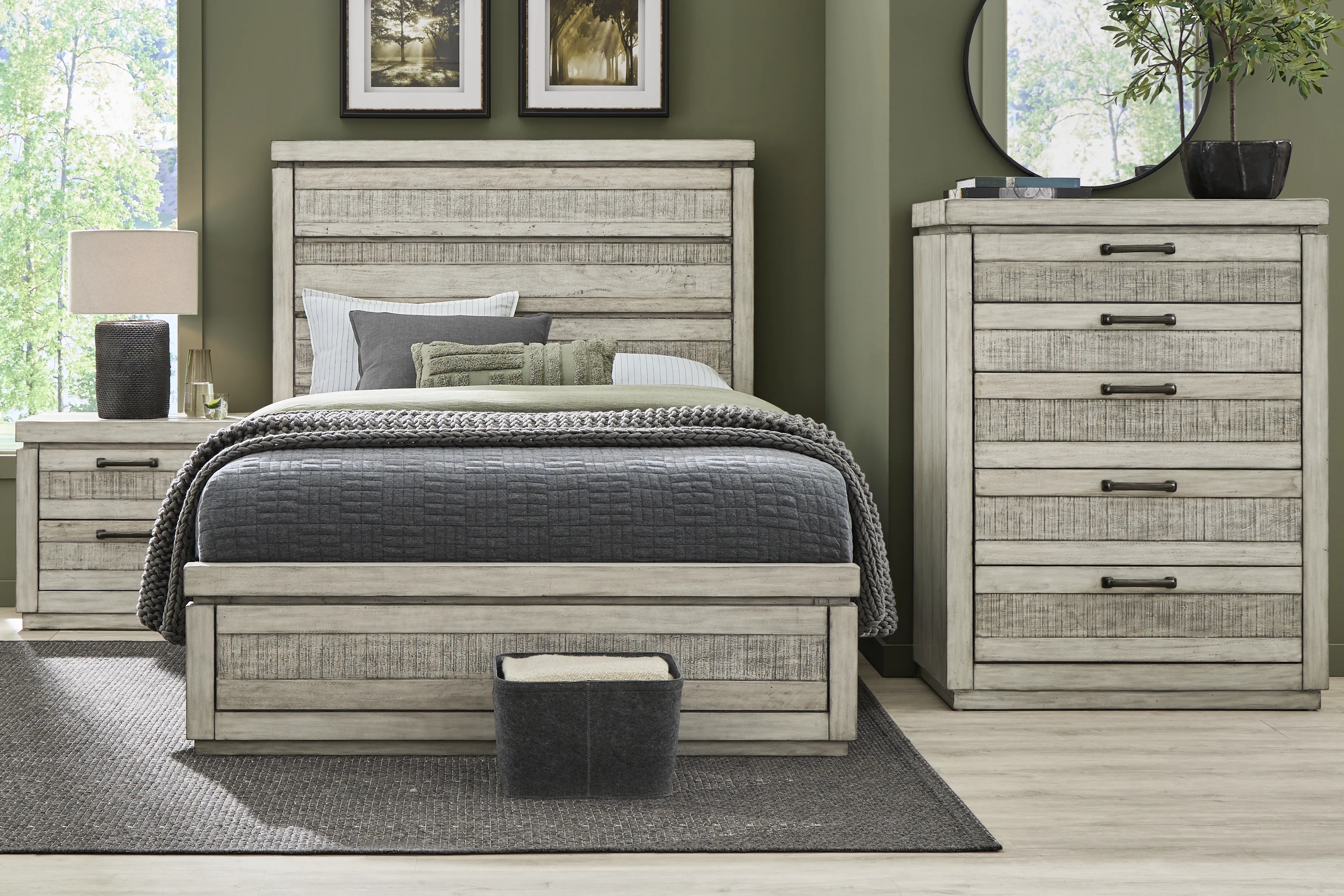 Cindy Crawford Westover Hills 5 Pc Gray Queen Bedroom Set With 3