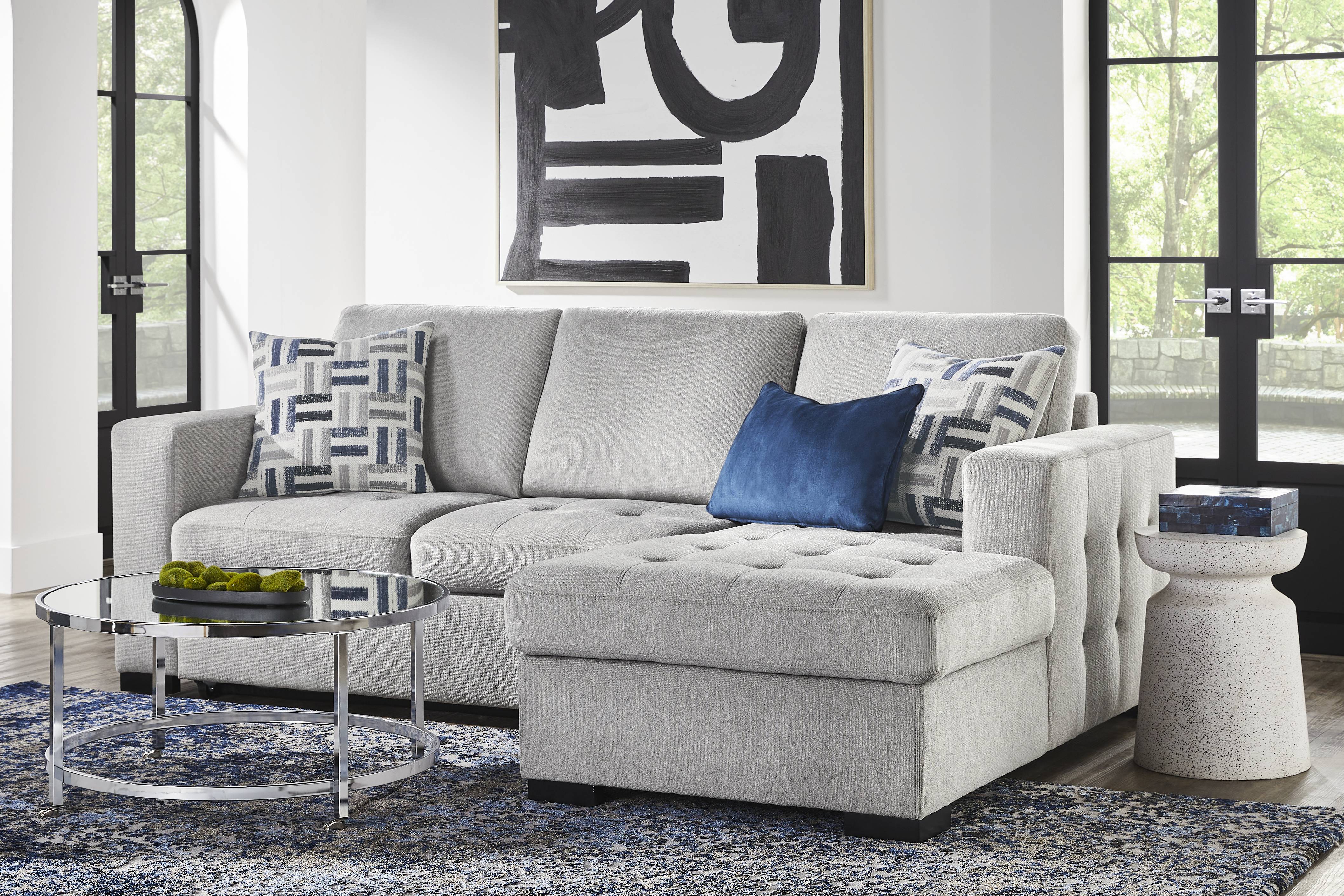 Geneva Gray 2 Pc Sleeper Sectional - Thumbnail - Image 2