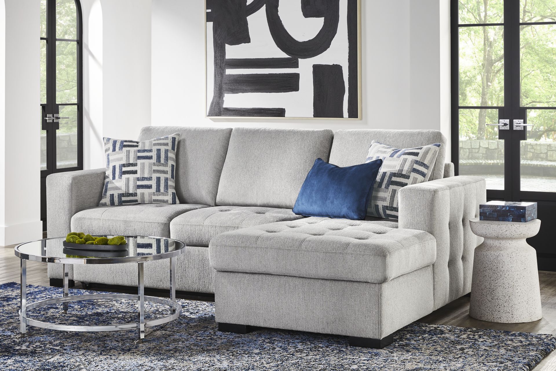 Geneva Gray 2 Pc Sleeper Sectional - Image 2