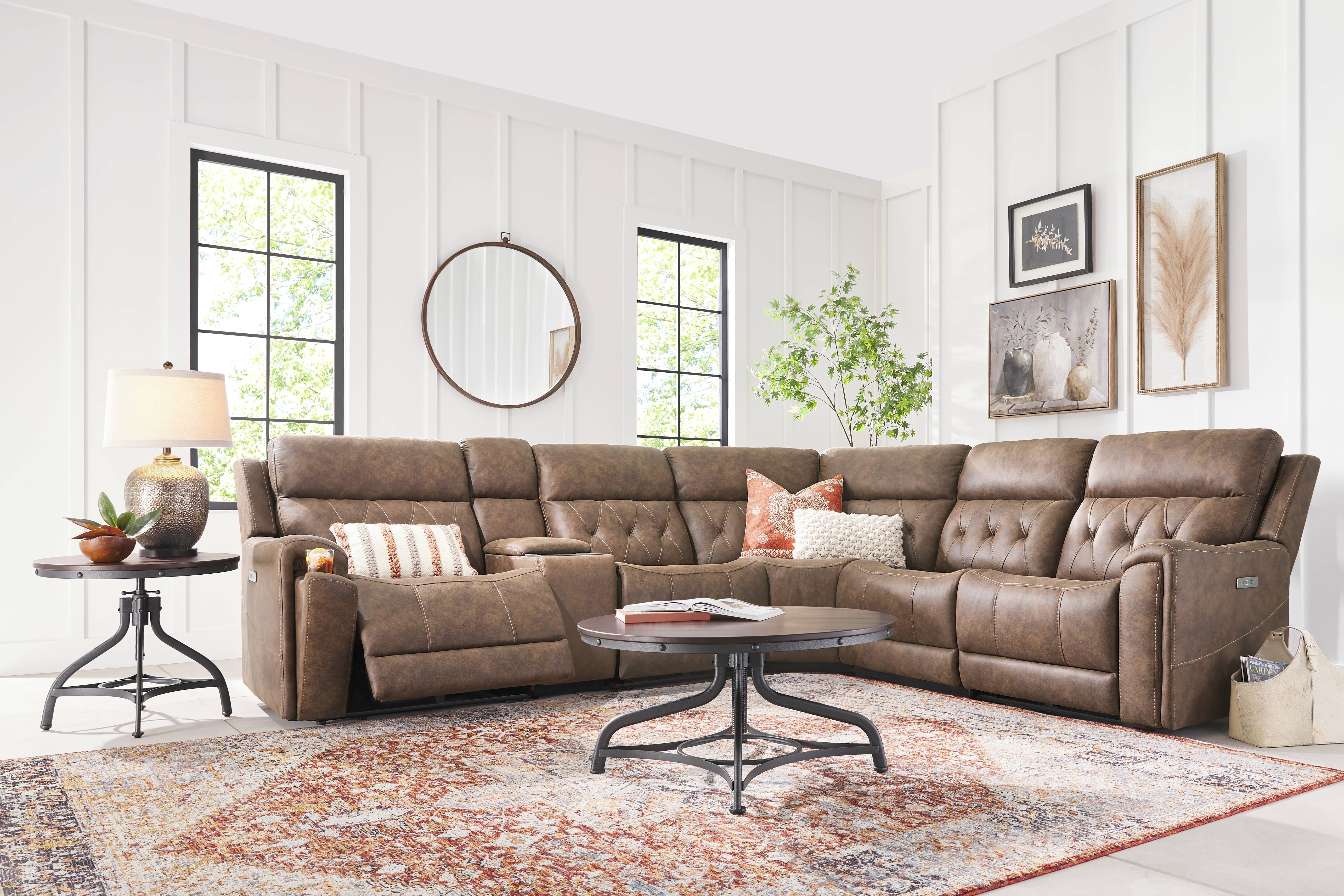 Hardwick Brown Dual Power 6 Pc Sectional - Thumbnail - Image 2