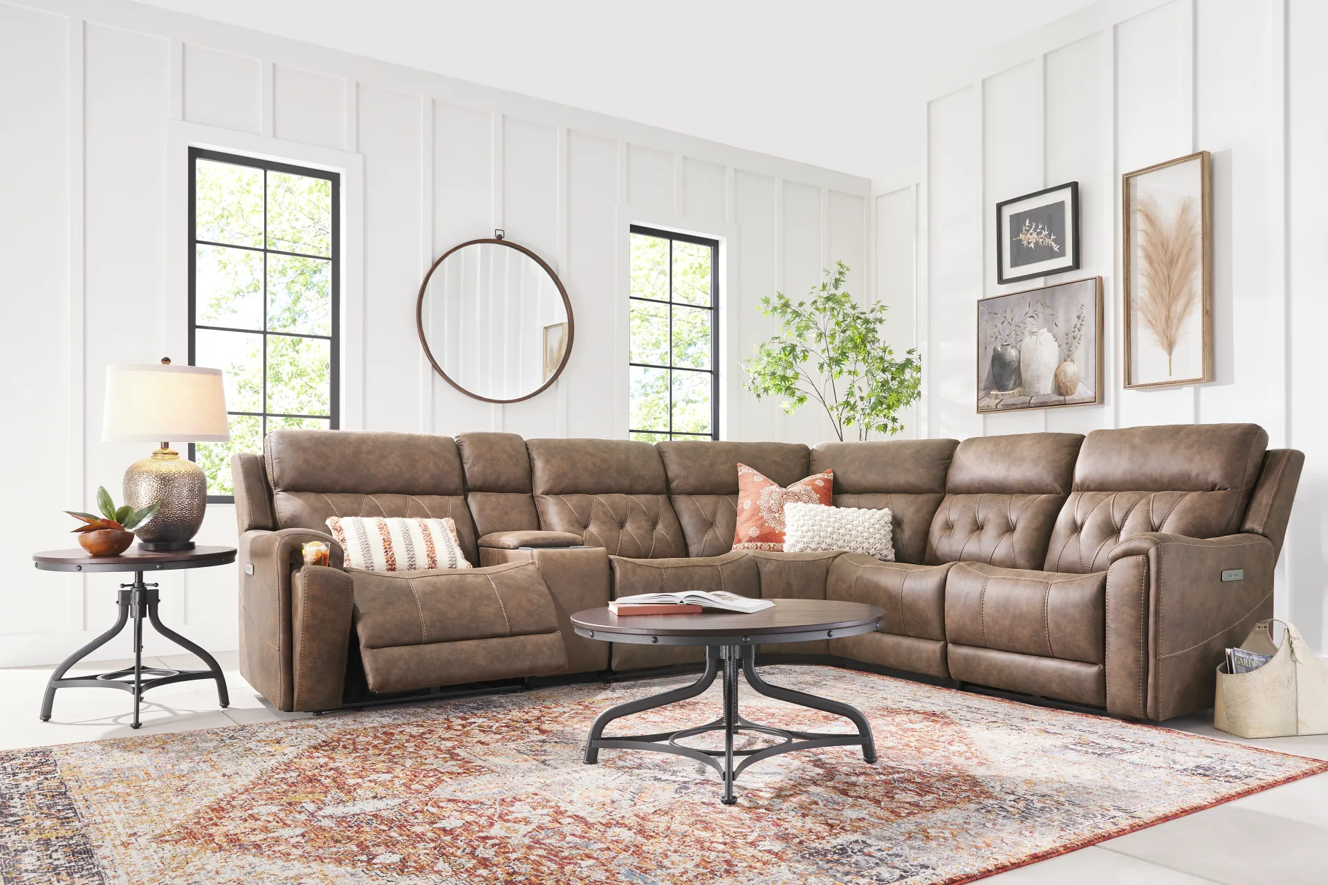 Hardwick Brown Dual Power 6 Pc Sectional - Image 1