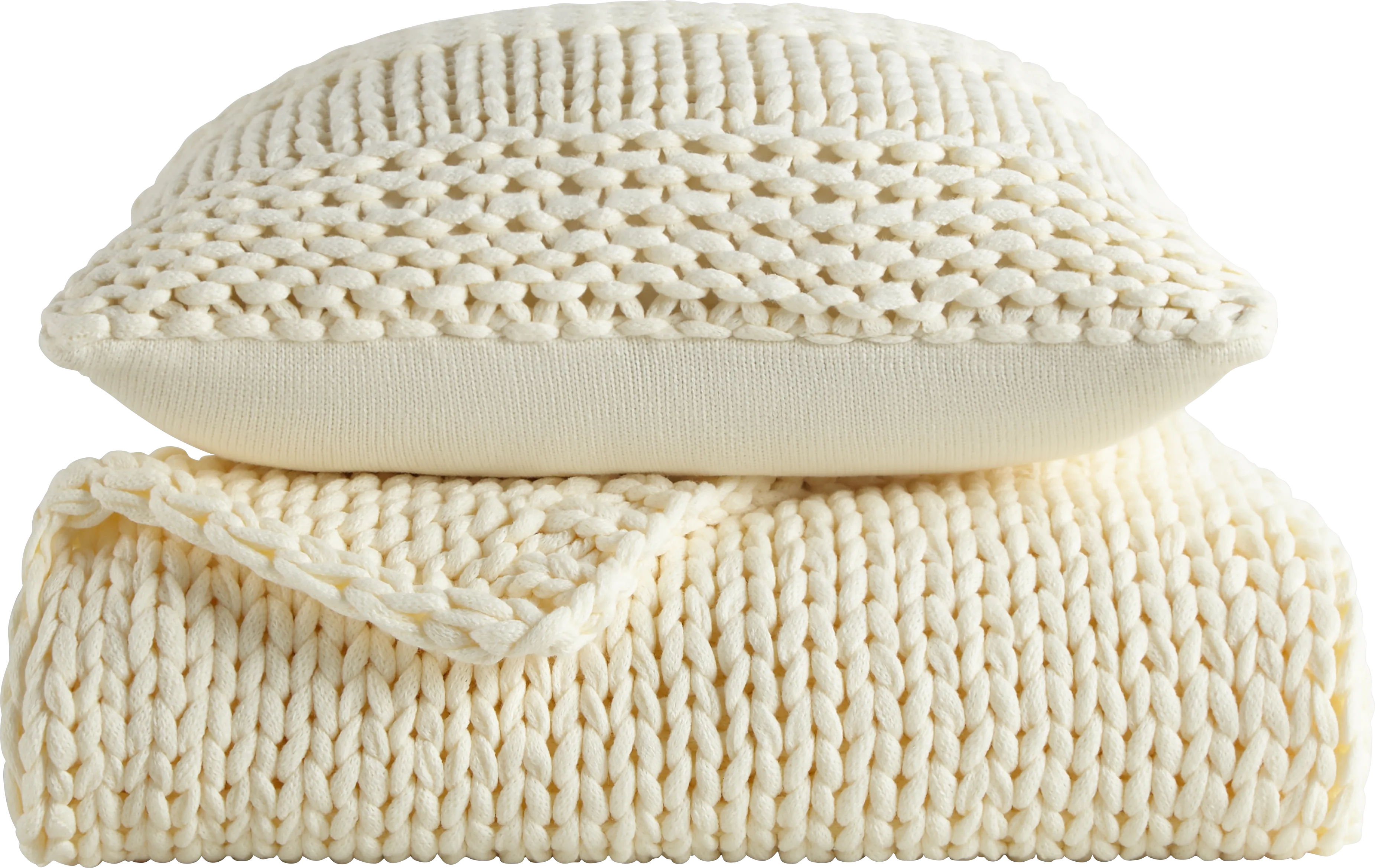 Goldriver Ivory Throw Blanket Set - Thumbnail - Image 1