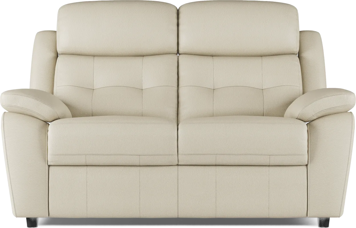 Antonin Beige Leather Loveseat