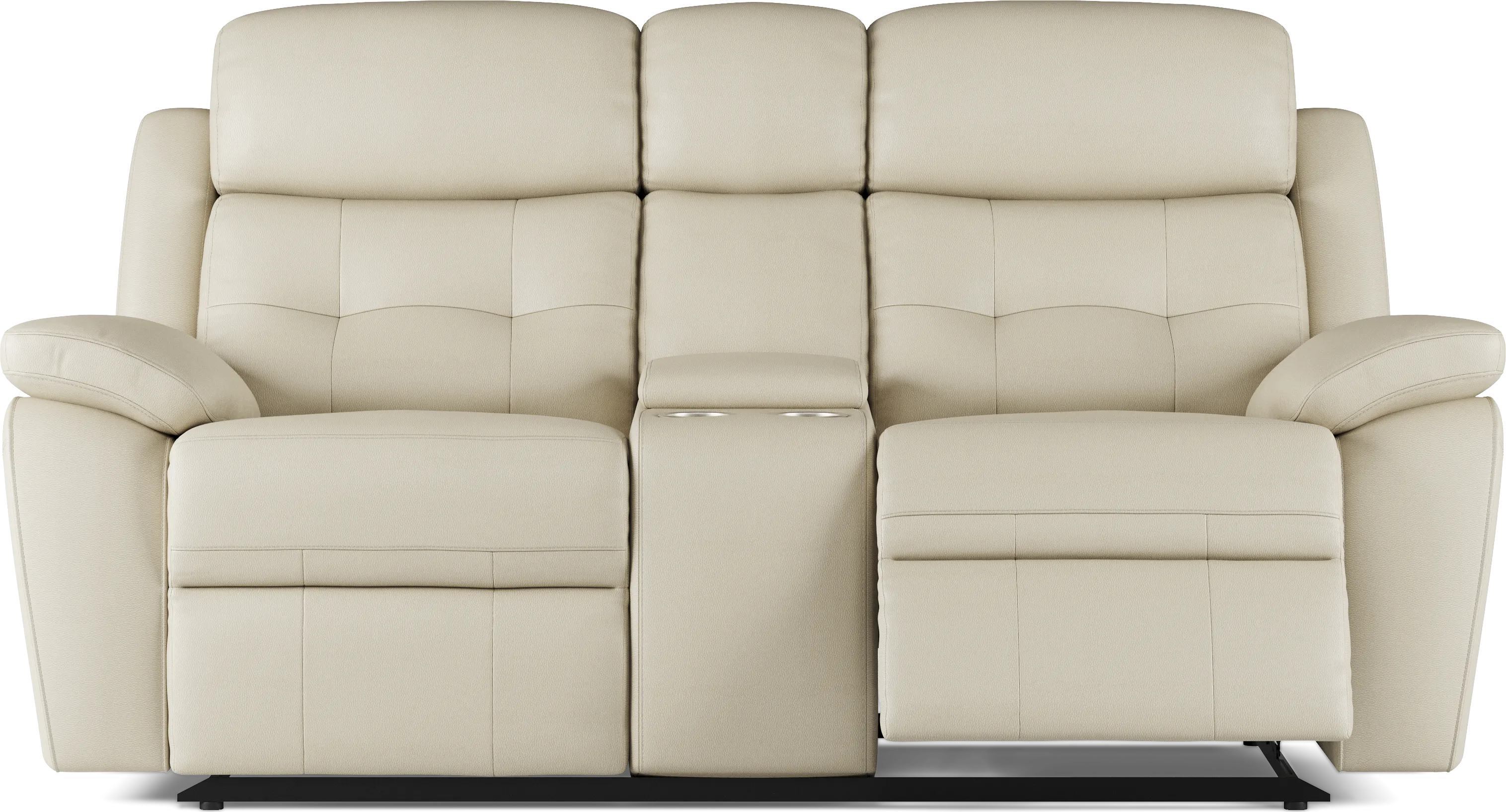 Antonin Beige Leather Reclining Console Loveseat - Thumbnail - Image 1