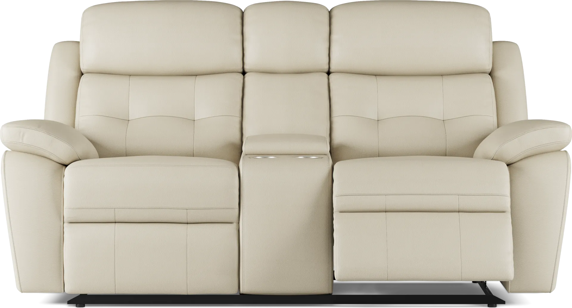 Antonin Beige Leather Reclining Console Loveseat - Image 1