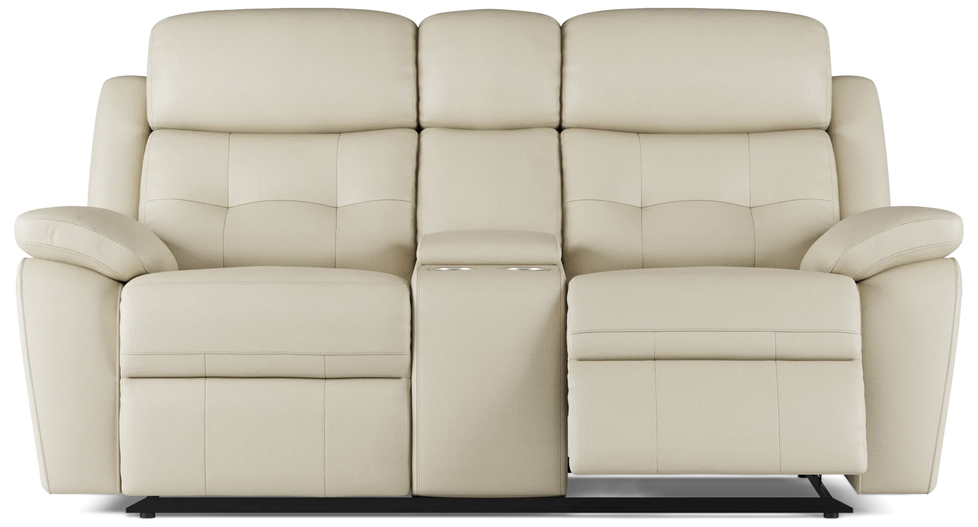 beige reclining console loveseat