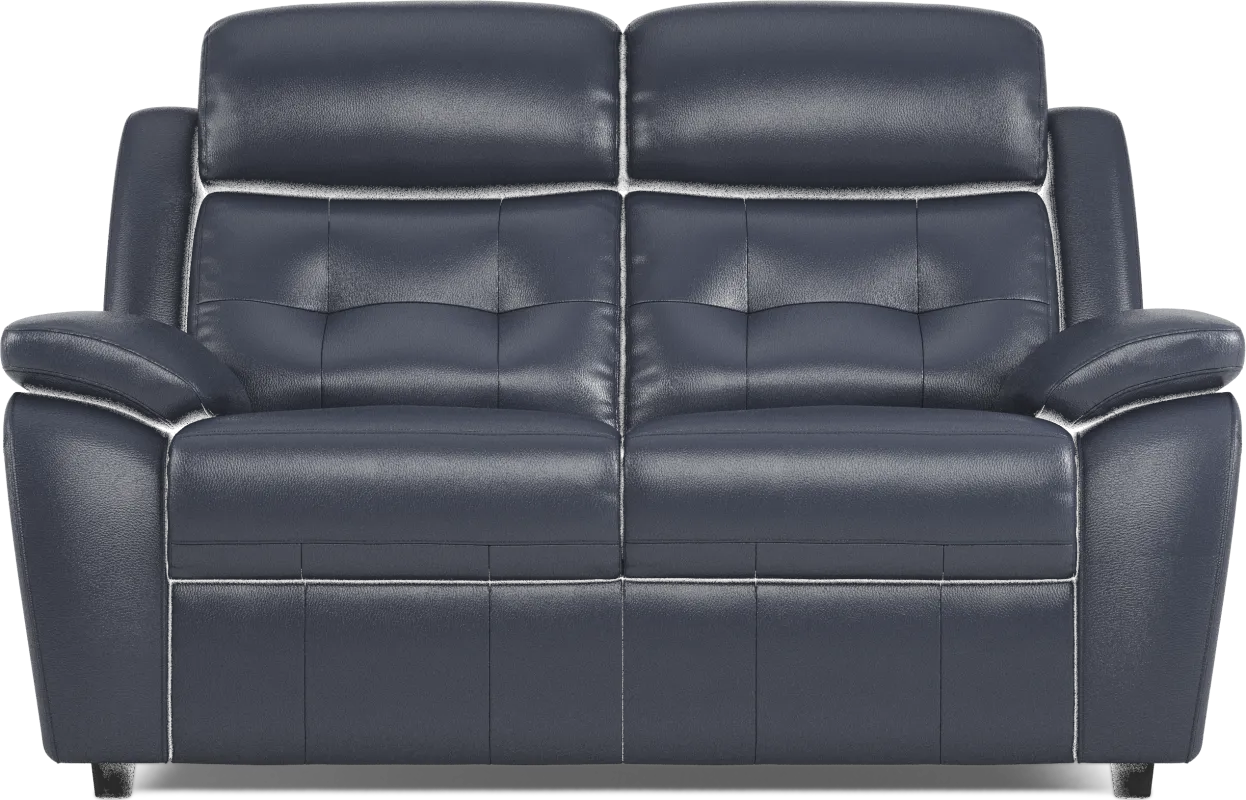 Antonin Blue Leather Loveseat