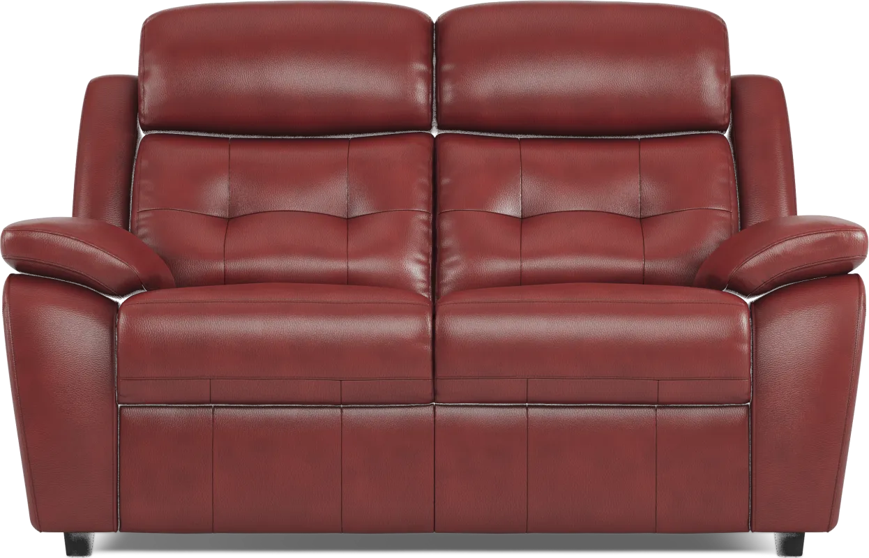 Antonin Red Leather Loveseat