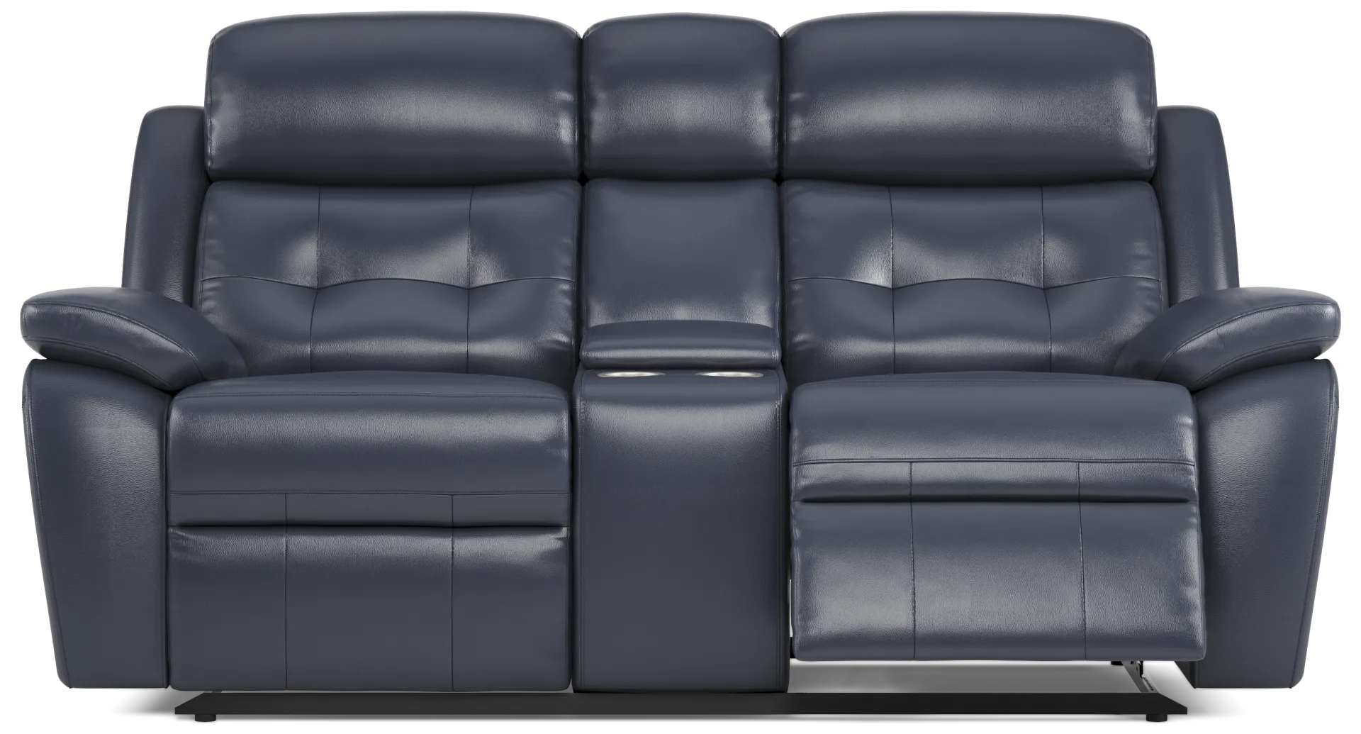 blue reclining console loveseat