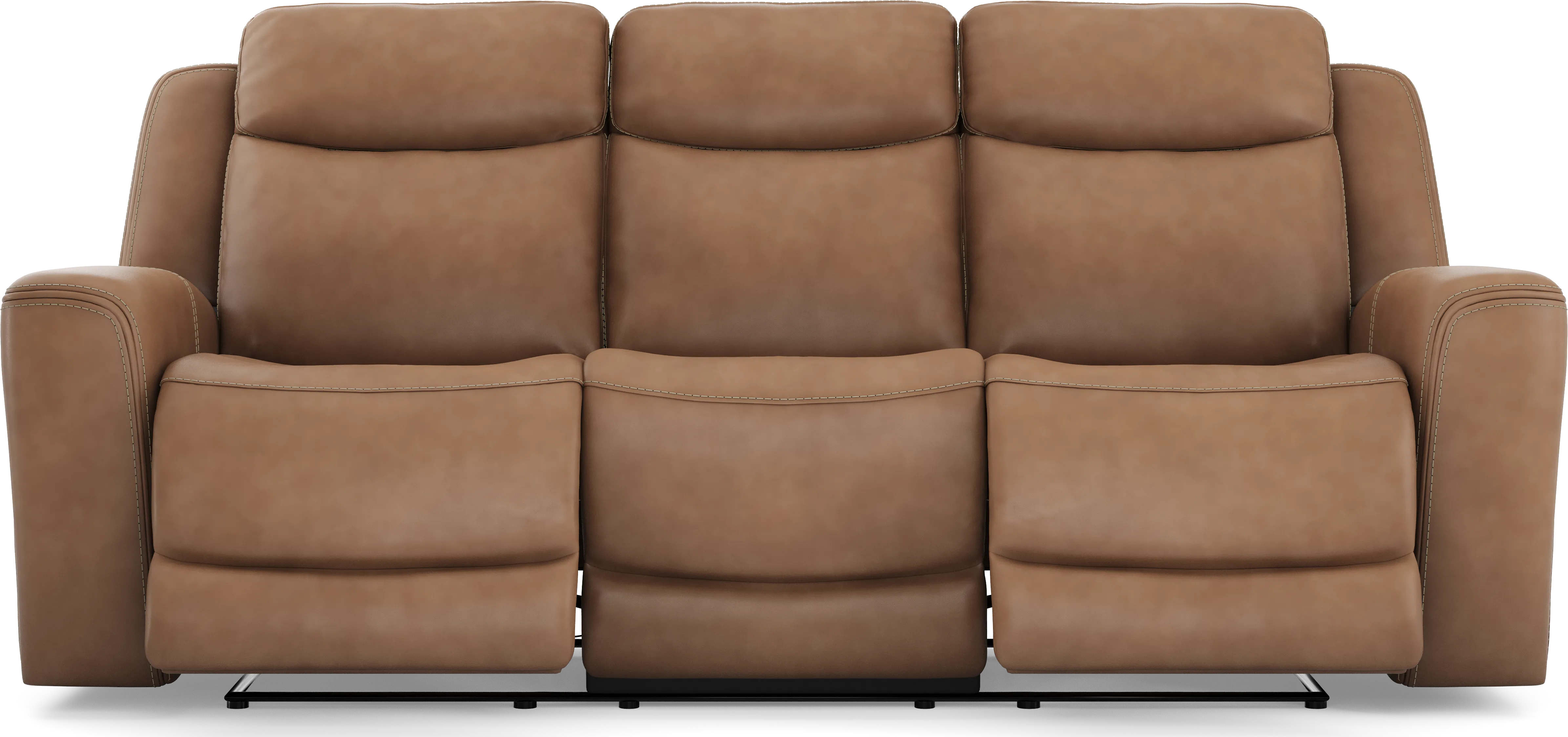Davidson Caramel Leather 7 Pc Living Room with Dual Power Reclining Sofa - Thumbnail - Image 2