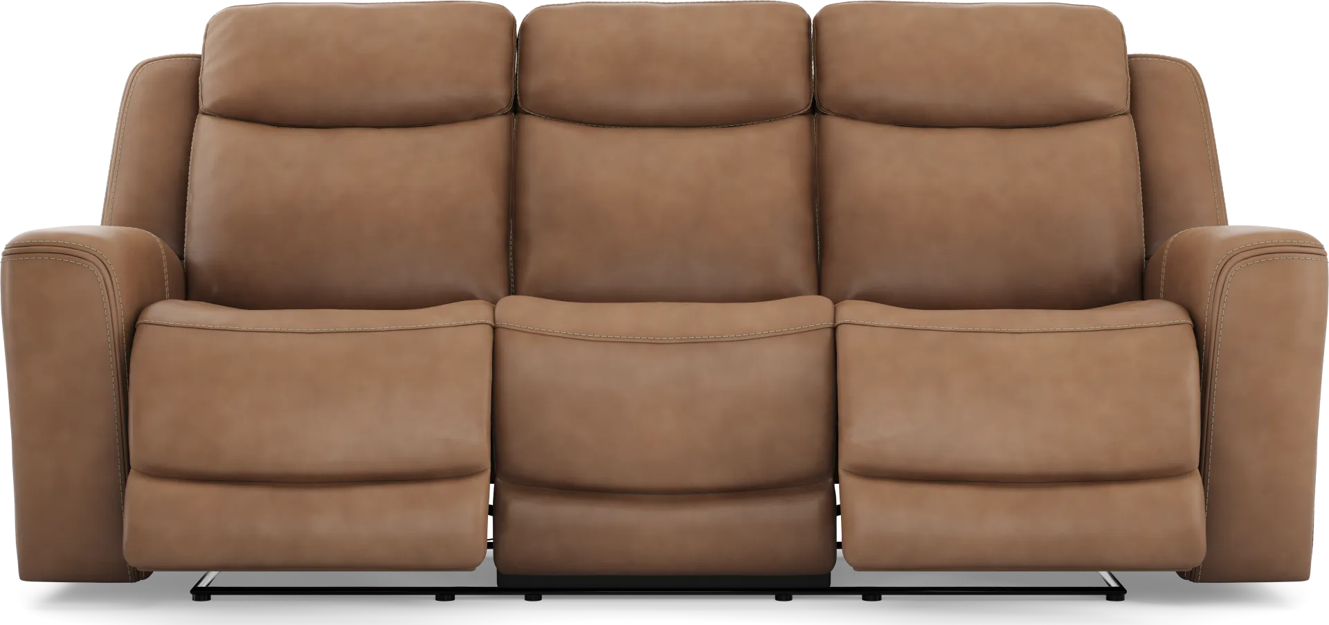 Davidson Caramel Leather 7 Pc Living Room with Dual Power Reclining Sofa - Image 2