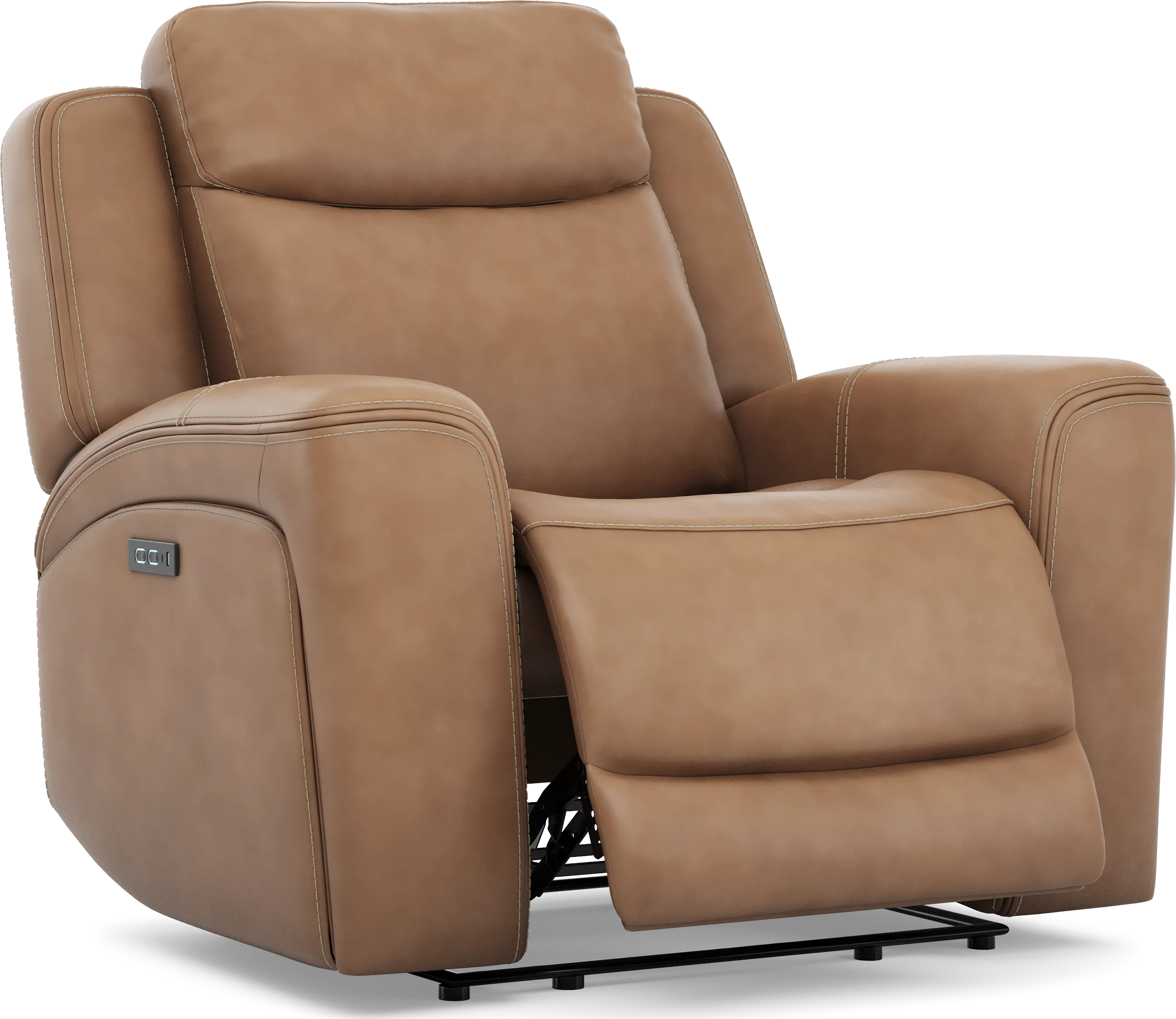 Davidson Caramel Leather Dual Power Recliner - Thumbnail - Image 1
