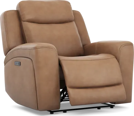 Davidson Caramel Leather Dual Power Recliner