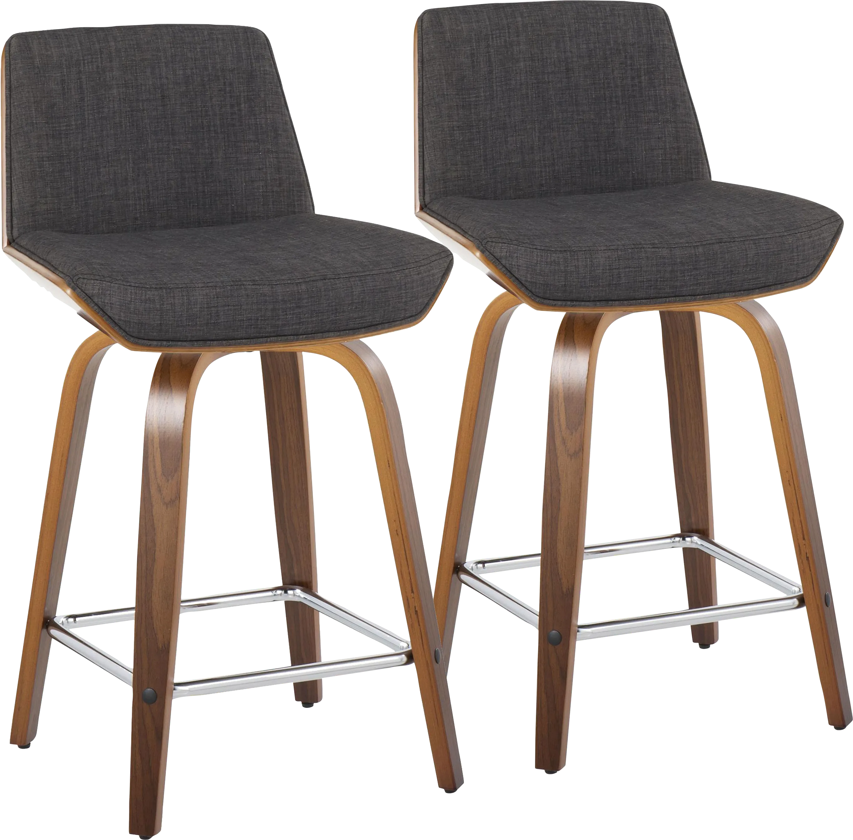 Towton I Charcoal Swivel Counter Height Stool, Set of 2 - Thumbnail - Image 1