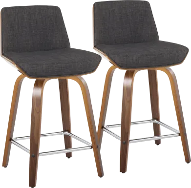 Towton I Charcoal Swivel Counter Height Stool, Set of 2